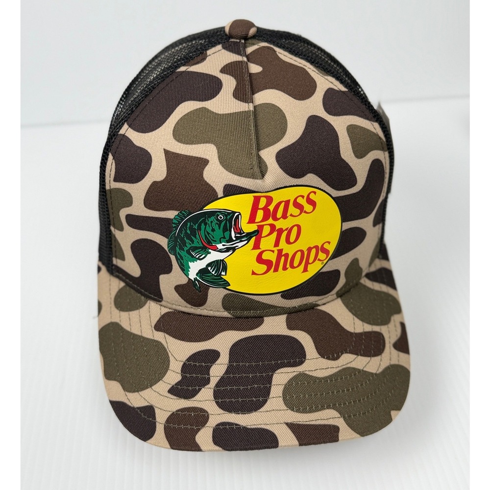 Bass Pro Shops Hat Mens OSFM Camo Black Mesh Trucker NEW